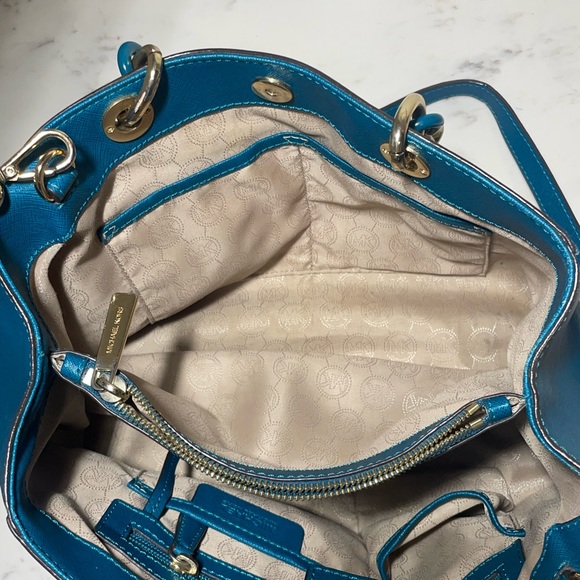 Michael Kors Leather Crossbody Bag - Teal/Blue/Turquoise - Picture 9 of 11
